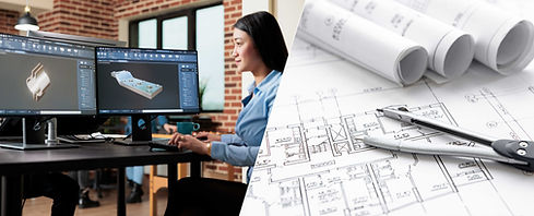 Architect designing at Sessfz Dubai with digital blueprints.