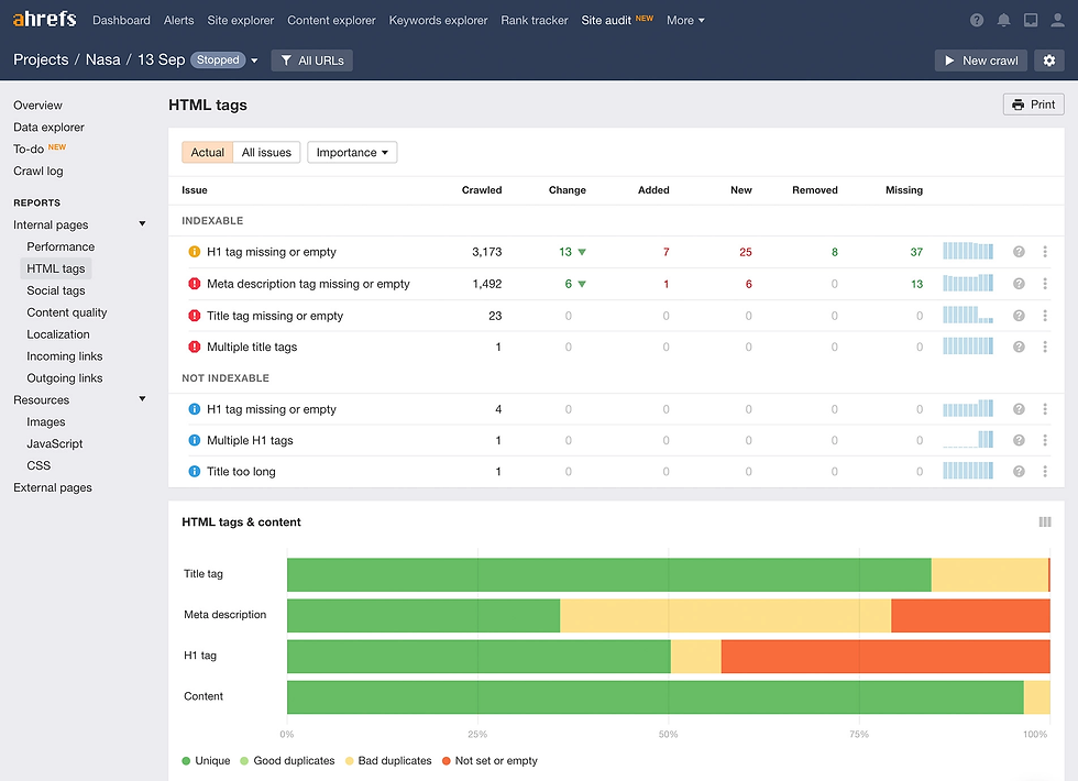 Screenshot Ahrefs Site Audit
