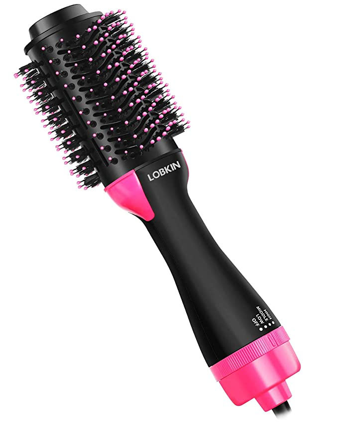 Hair Dryer Brush, LOBKIN Hot Air Brush Straightener Brush One Step Hair Dryer & Straighten & Curl Volumizer Comb