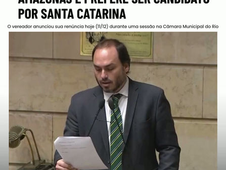 Carlos Bolsonaro não escolhe o Amazonas e prefere ser candidato por Santa Catarina