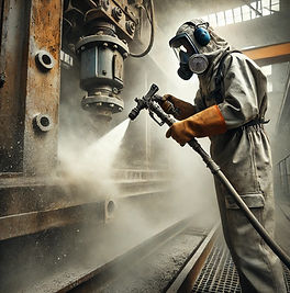 Shows the mess sandblasting creates