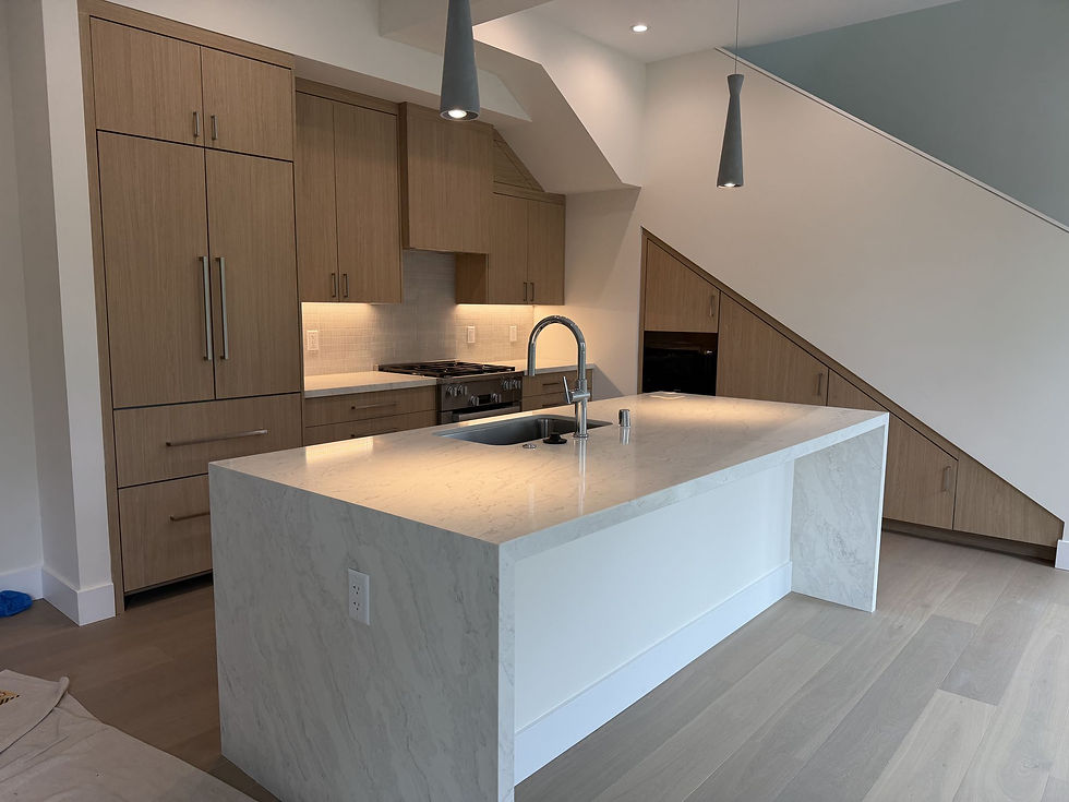 Custom oak cabinets built under a staircase in Lafayette, CA
