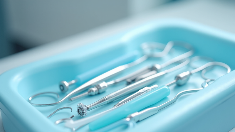 Sterile processing certification pathway showing clean surgical instruments and healthcare training concept.