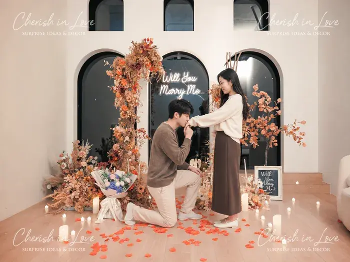 香港-studio求婚方案-橙紅花藝拱門.webp