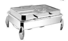 RECTANGULAR FULL GLASS CHAFER WITH DIAMOND LEGS