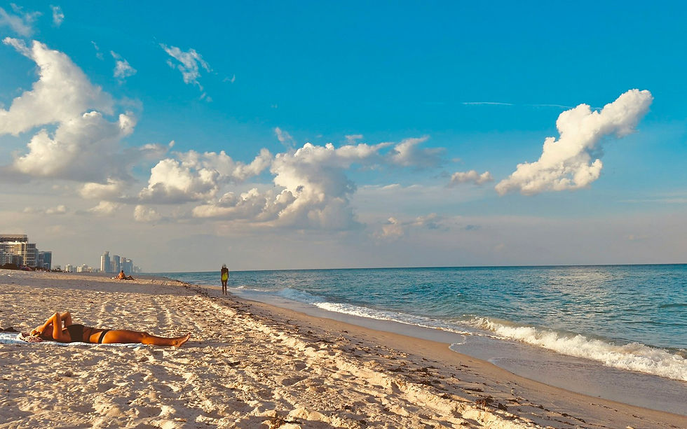 Relaxing on a sunny beach by the ocean