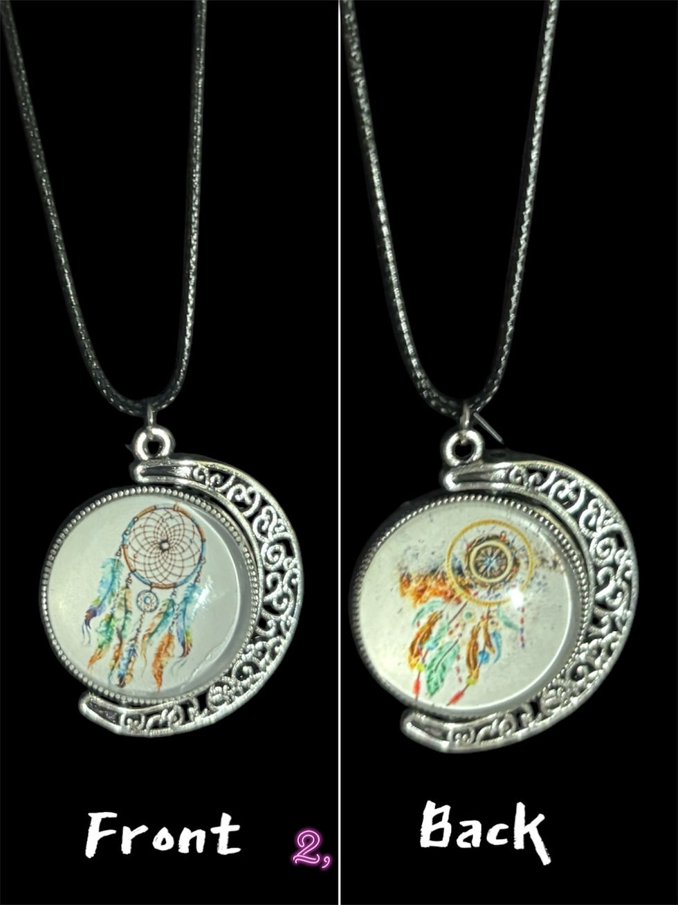 Thumbnail: Dreamcatcher Themed Cabochon Spinning Pendant