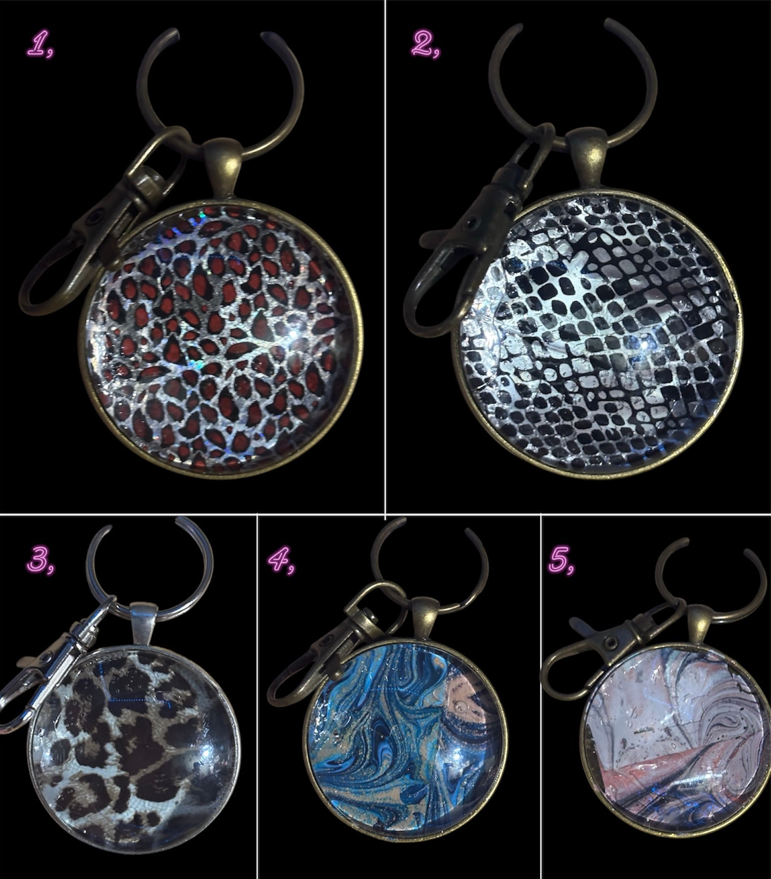 Patterned Cabochon Keychains