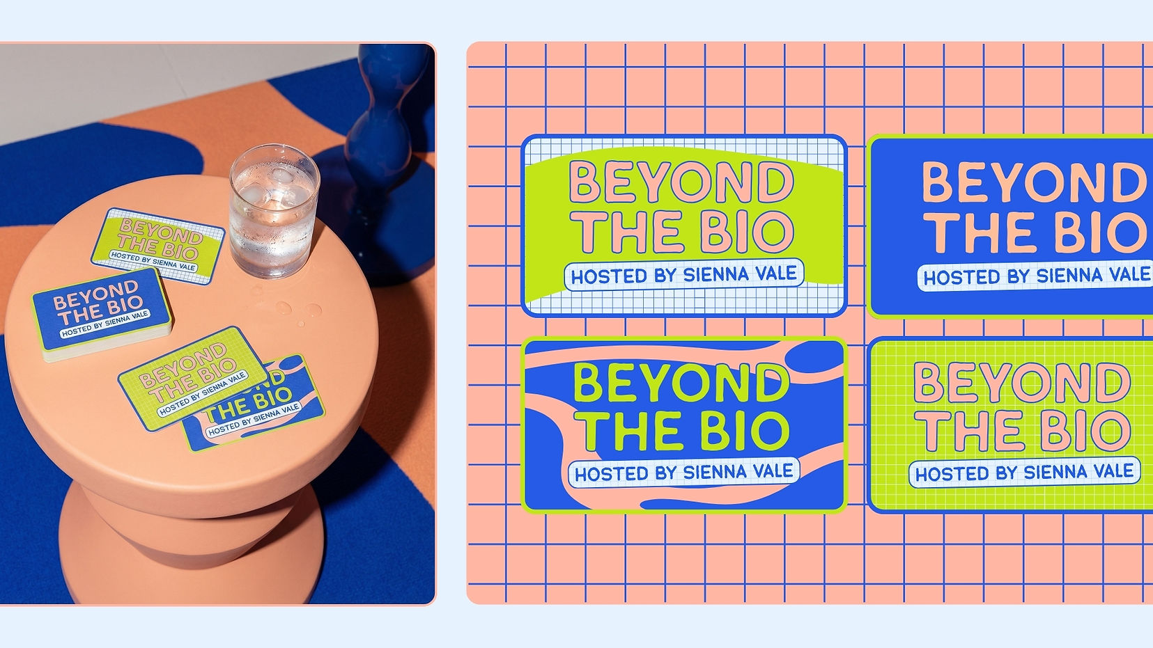 Podcast branding for Beyond the Bio by a creative director and brand strategist, presenting a fresh identity with clear creative direction and personality.