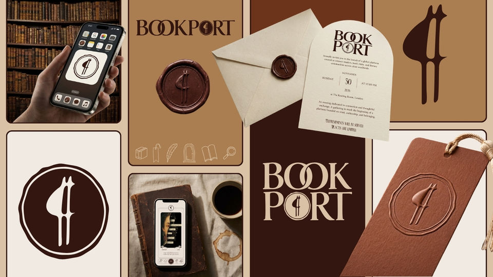 Book Port branding by a creative director and brand strategist, featuring editorial typography, digital first design, and a reader focused visual system.