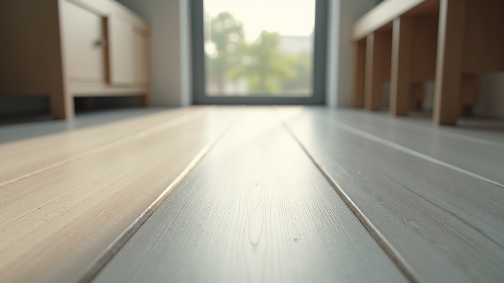 Close-up view of vinyl flooring texture with natural light