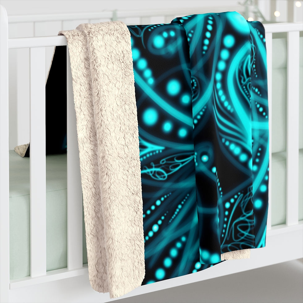 Thumbnail: Teal Mandala Sherpa Fleece Blanket