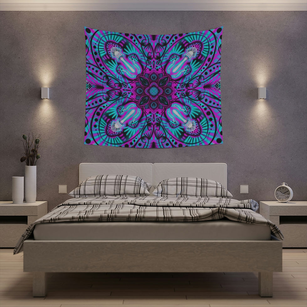 Thumbnail: Teal and Magenta Mushroom Wall Tapestry