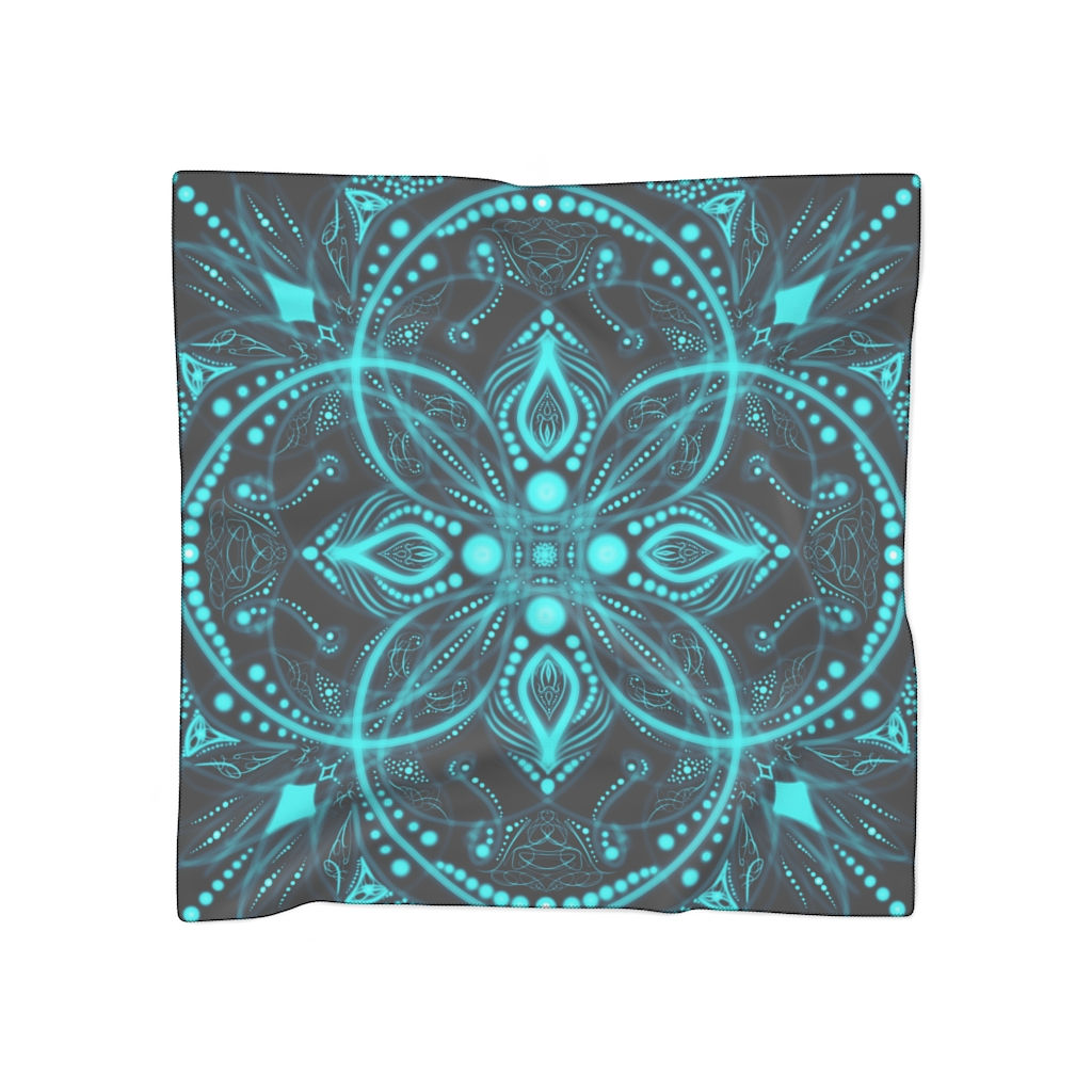 Psychedelic Teal and Black Poly Scarf