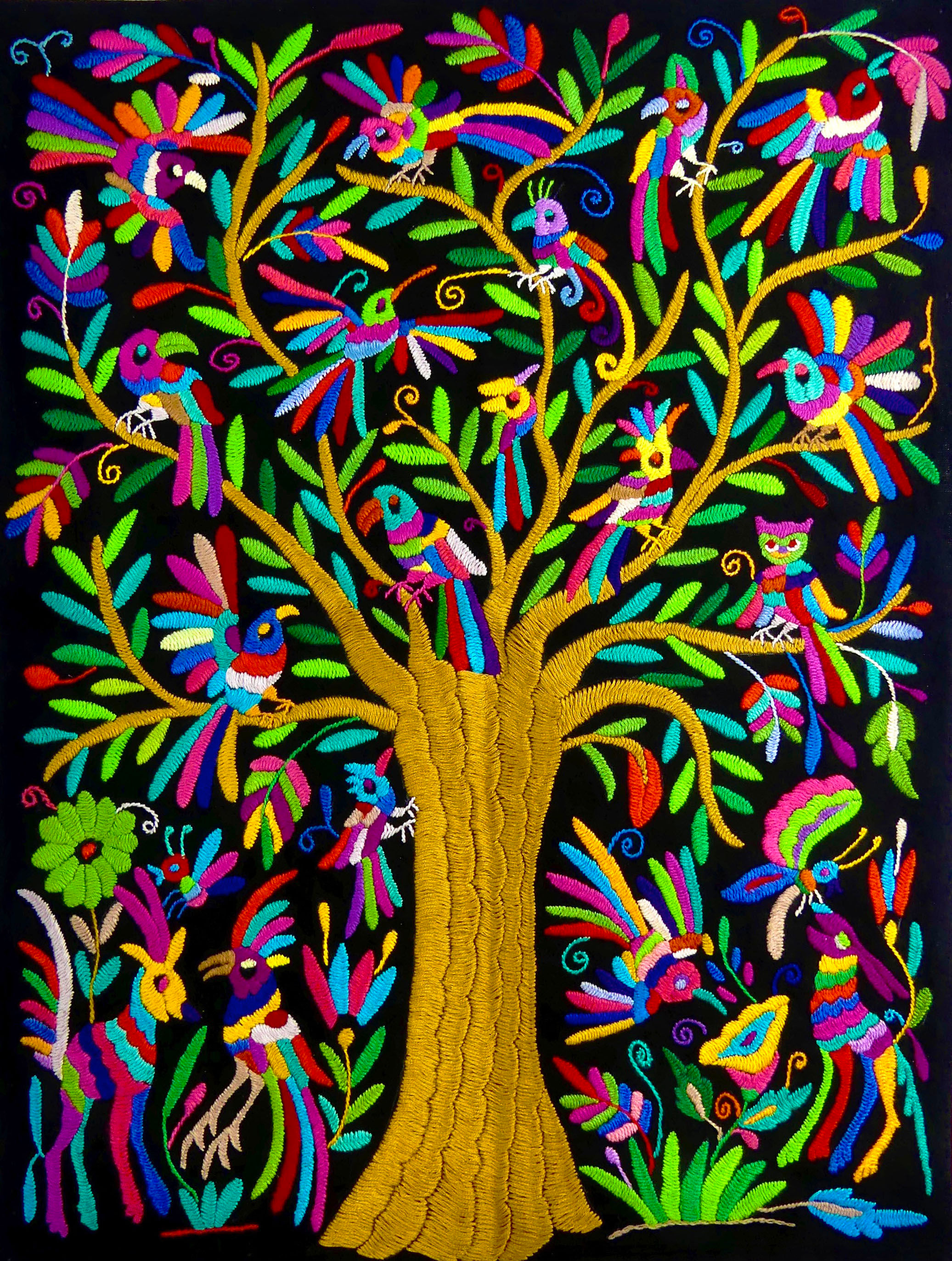 TREE OF LIFE Otomi Embroidered Wall Hanging