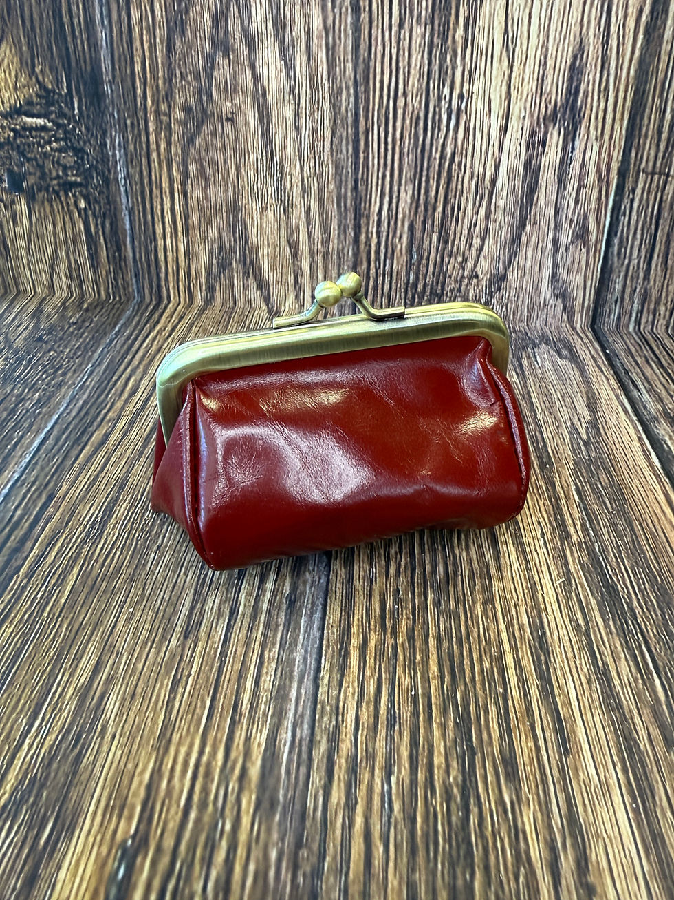 Thumbnail: Retro Leather Kisslock Coin Purse
