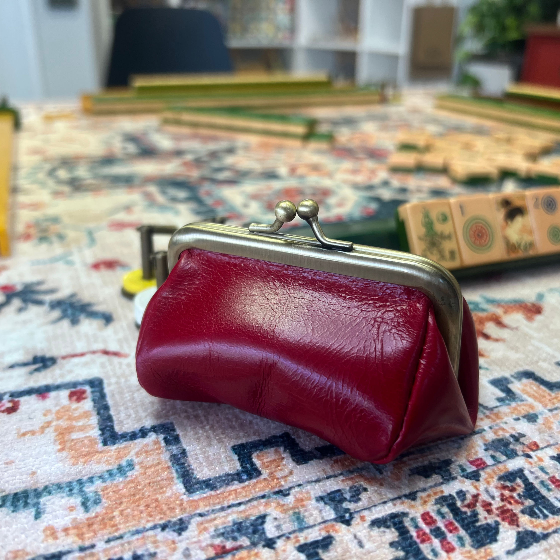 Retro Leather Kisslock Coin Purse