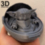 Thumbnail: Mandalorian Complete Set (Yoda hovering pram Grogu) | 3D Printable Model #6407