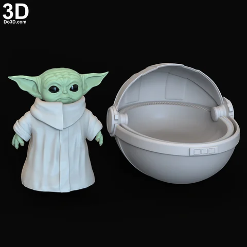 The Child Baby Yoda Statue In Crib Basket Mandalorian 3d Printable Model 6314 Do3d