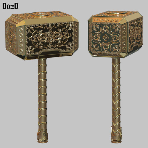 Mighty Thor Gold Mjolnir Concept by Do3D | 3D Printable Model STL