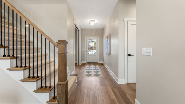 quality crafted homes - Fort Wayne builders - Fort Wayne homes - Fort Wayne homebuilders - the pines - homebuilders near me - custom homes - custom homebuilders - new homes Fort Wayne - new construction - stairs - stairway - front entry - front hallway