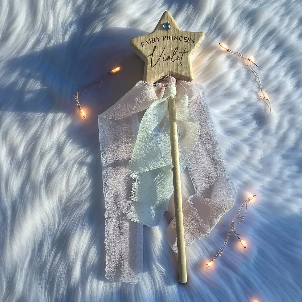 Thumbnail: Personalised Wooden Star or Heart Wand. Magical Wand Keepsake