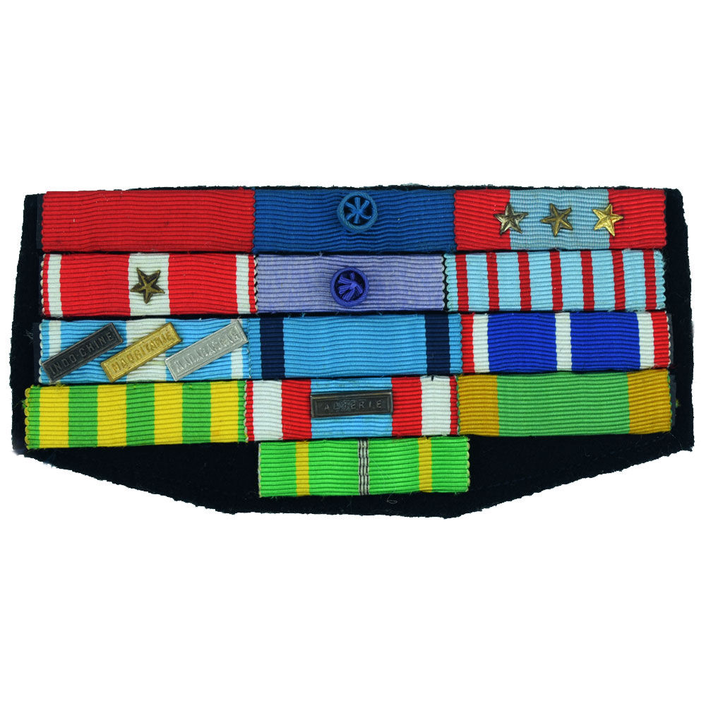 A French Medal Ribbon bar of 13 medals