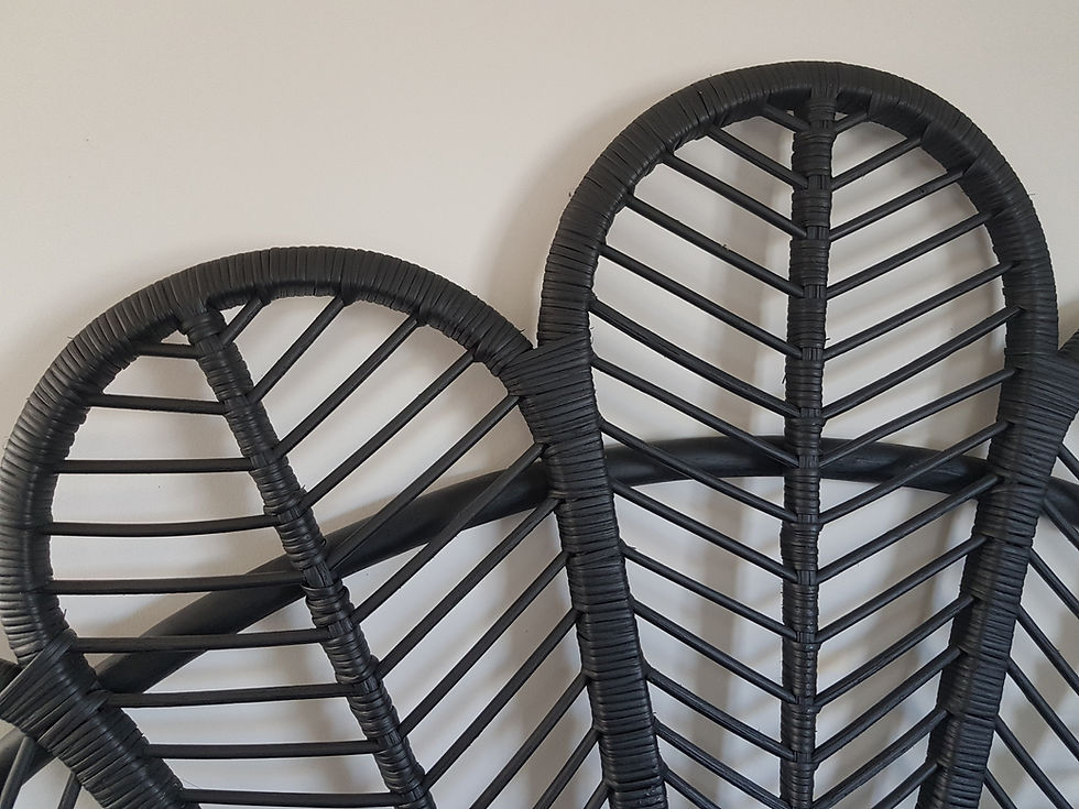 Thumbnail: Peacock Headboard - Queen Black Rattan