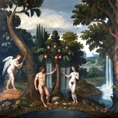 Adam and Eve expelled front the paradise. Oil painting by Igor Nigri. Neo-renaissance, High Renaissance, Renaissance. Classical art