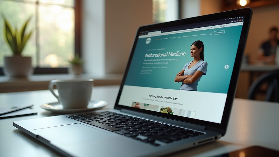 Close-up view of a laptop screen showing a functional medicine website