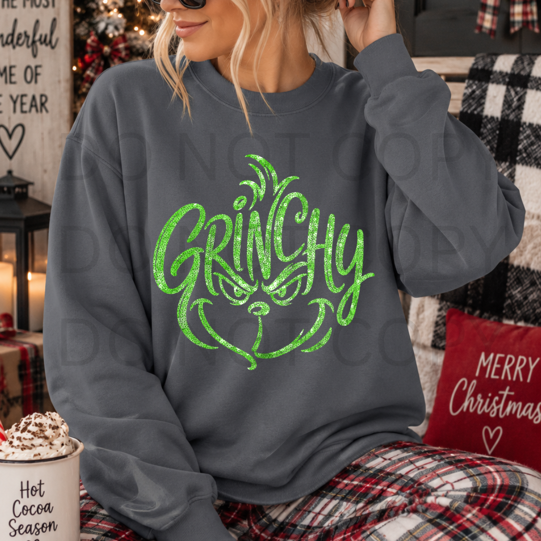 FAUX SEQUIN GRINCHY DTF TRANSFER