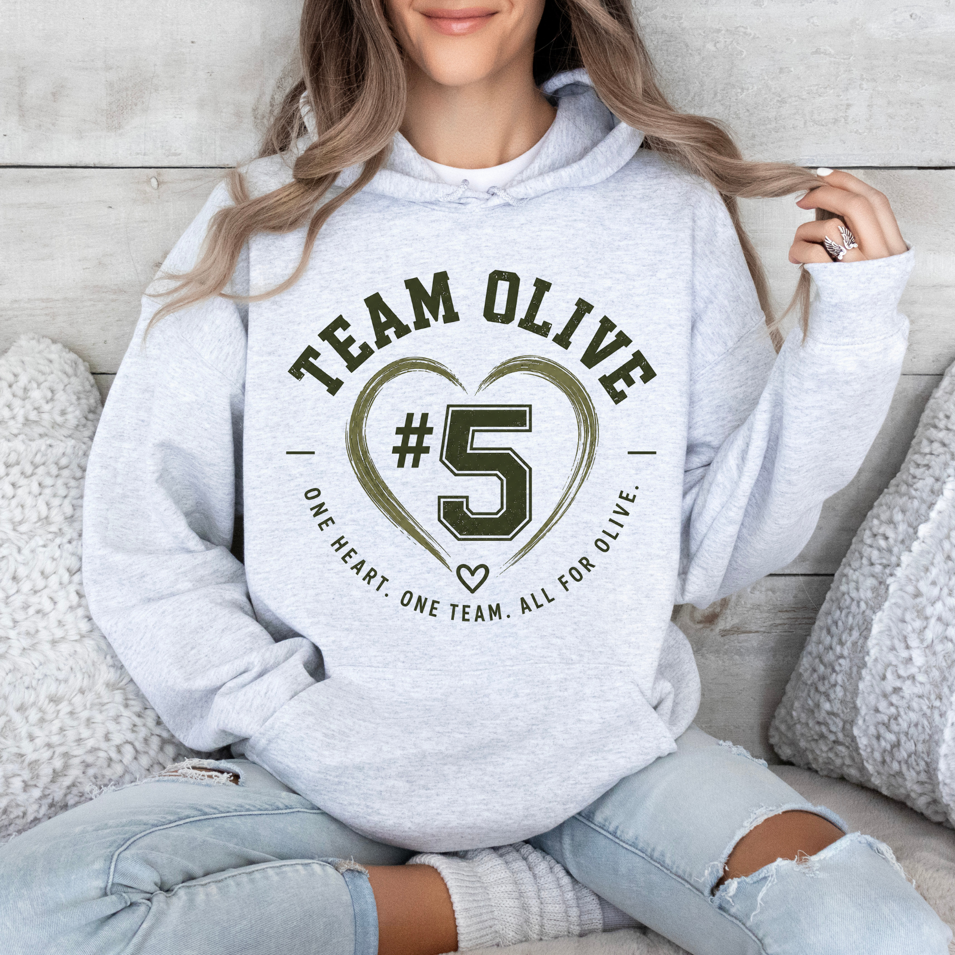 Team Olive Gildan Unisex Heavy Blend Hoodie-Ash