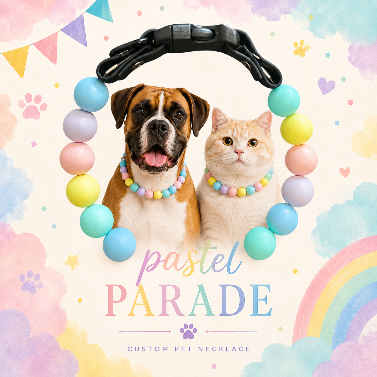 Pastel Parade Pet Necklace