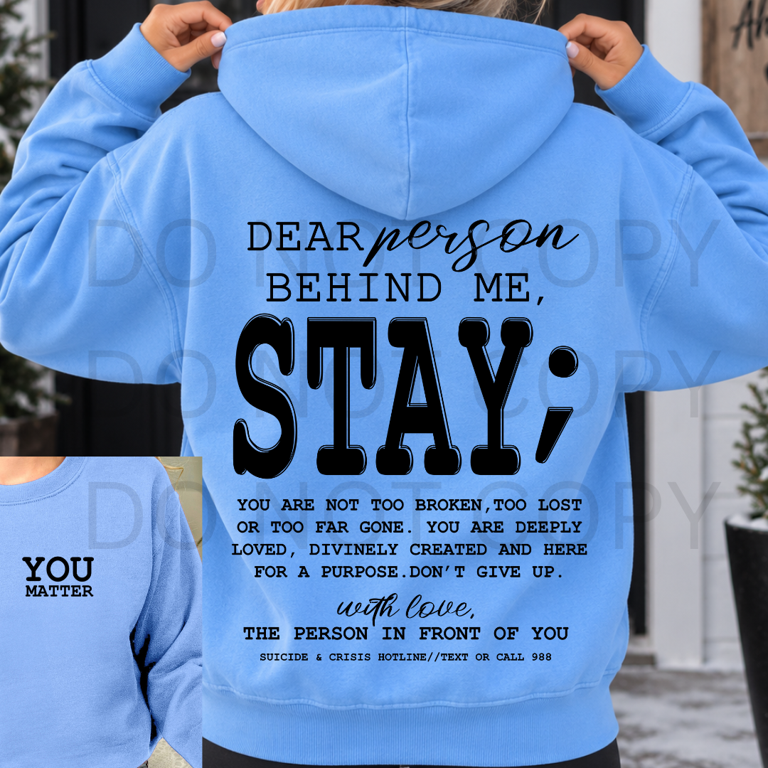 DEAR PERSON BEHIND ME DTF TRANSFER