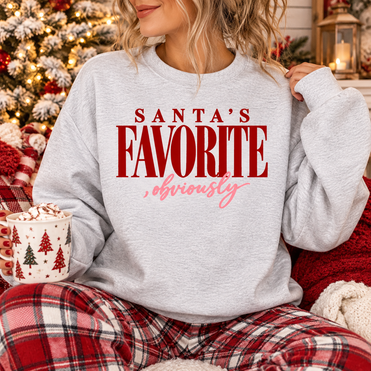 Santa's Favourite Obviously Gildan Crewneck Sweater