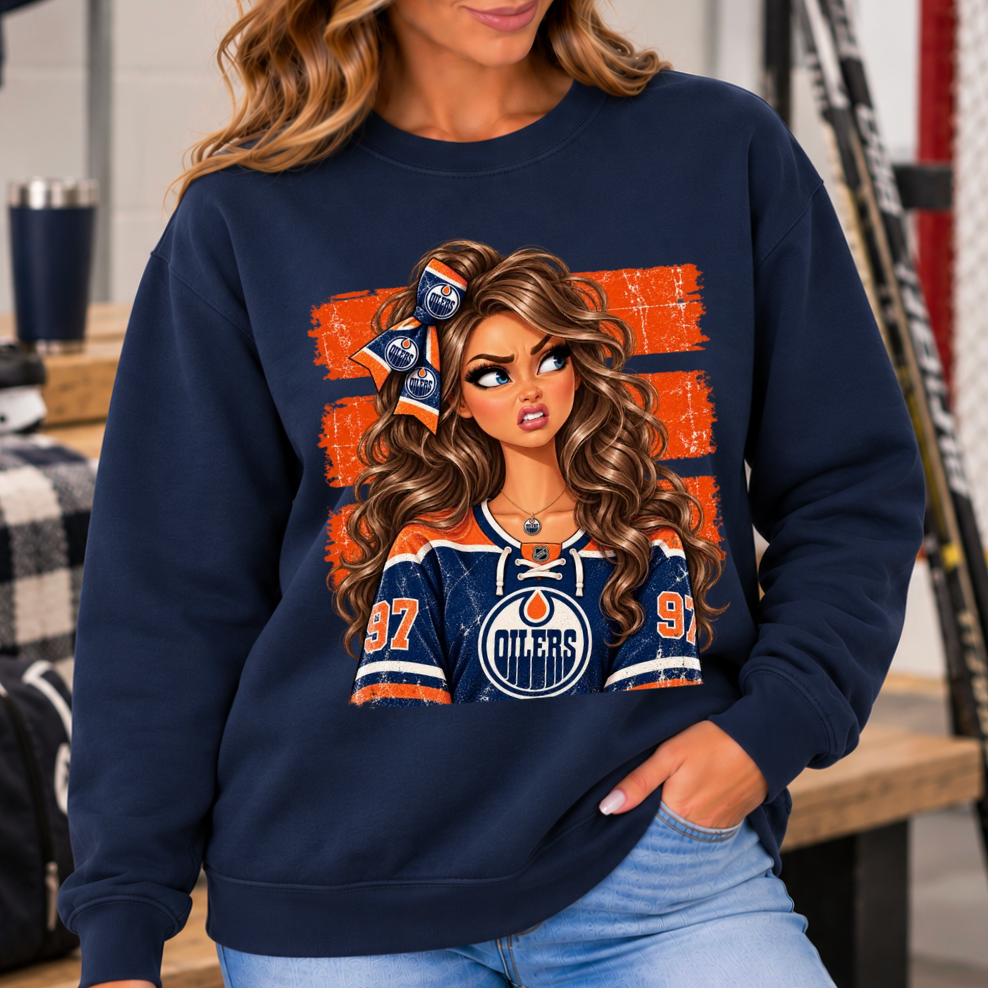 Edmonton Oilers Barbie Gildan Crewneck Sweater