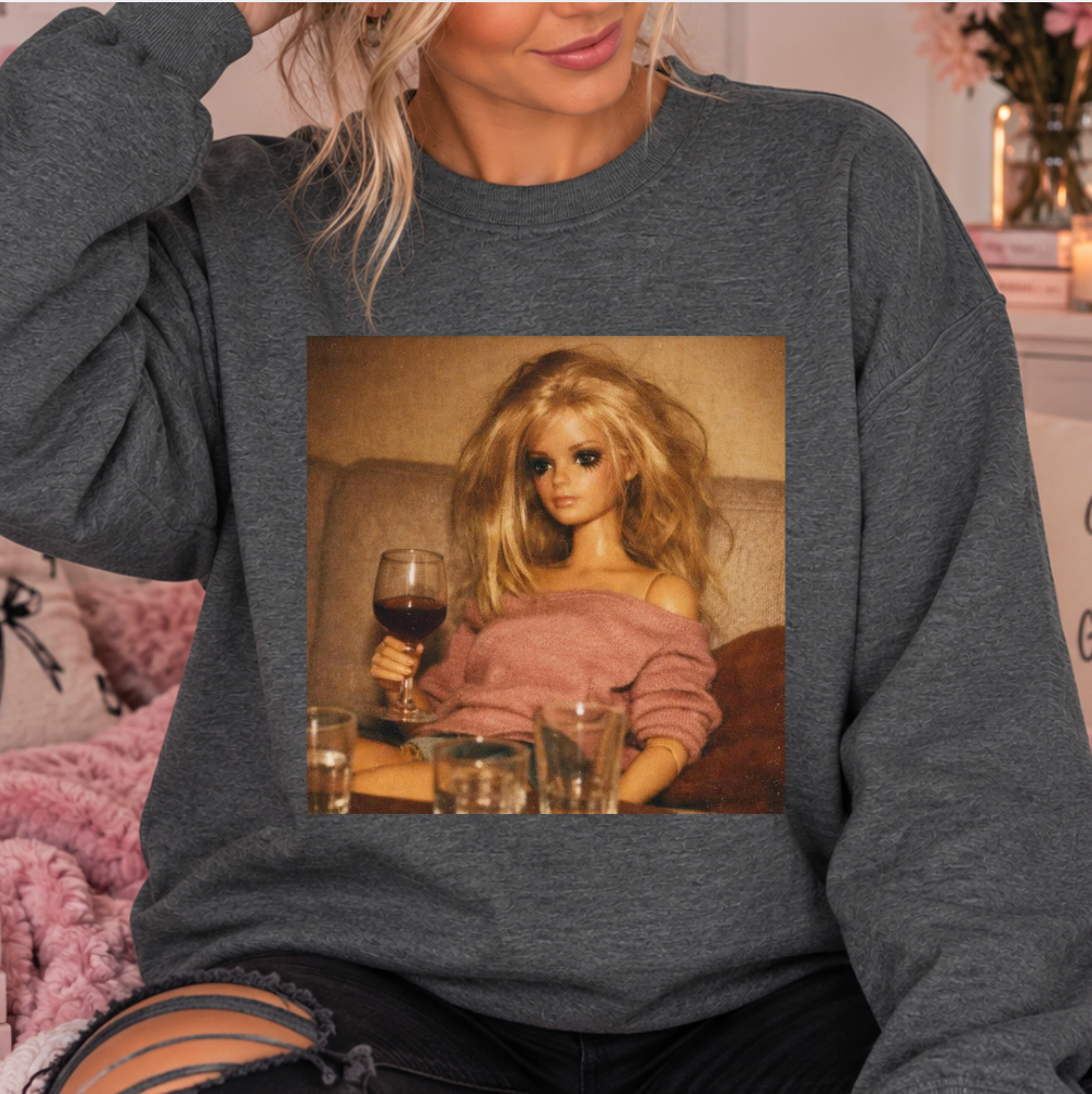 Wine Barbie Gildan Crewneck Sweater