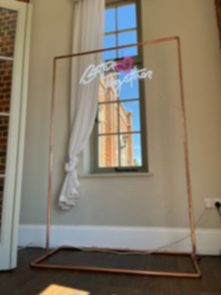 Neon Style Sign - 'BETTER TOGETHER' with copper frame & optional floral edges