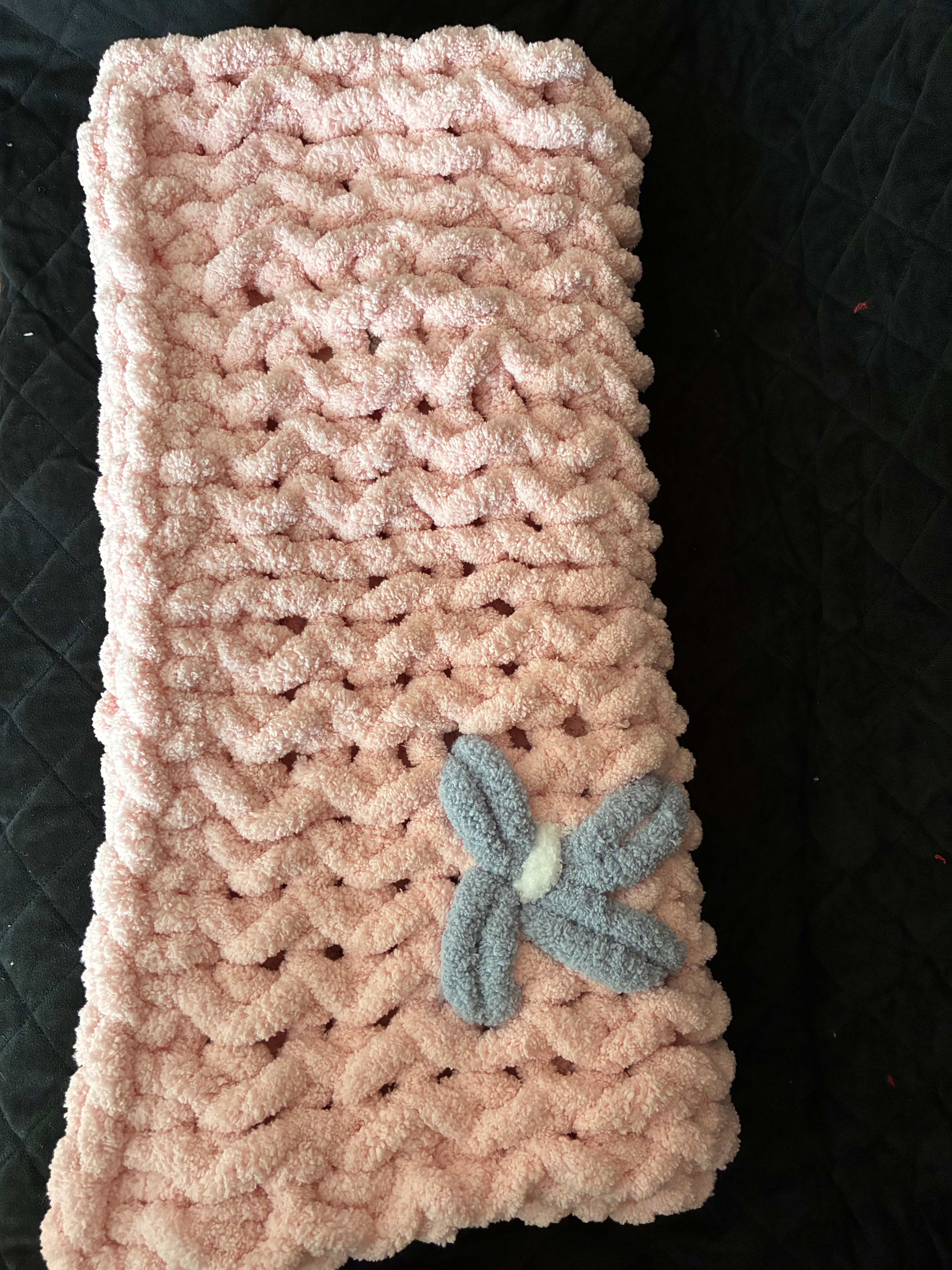 Pink Flower Chunky Blanket