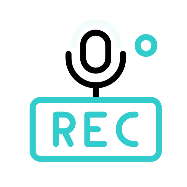 an animated gif of a recording now sign with a microphone