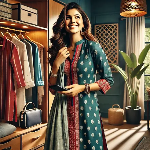 DALL·E 2025-01-30 18.56.45 - A radiant scene of a homemaker confidently dressed in a styli