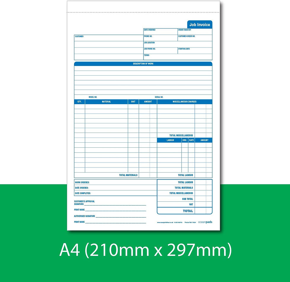 Thumbnail: Job Invoice Book for Service and Repair Businesses, A4 210 x 297mm, 2-Part Carbo
