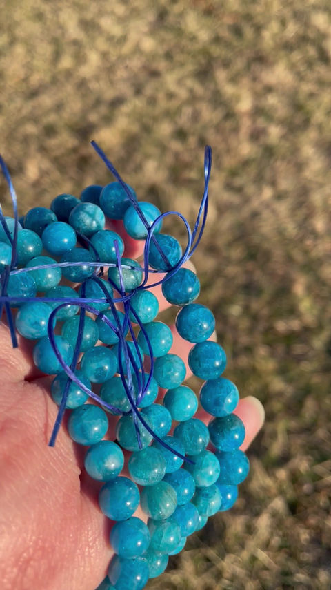 Thumbnail: Blue Apitite Natural Stone Beaded Bracelet