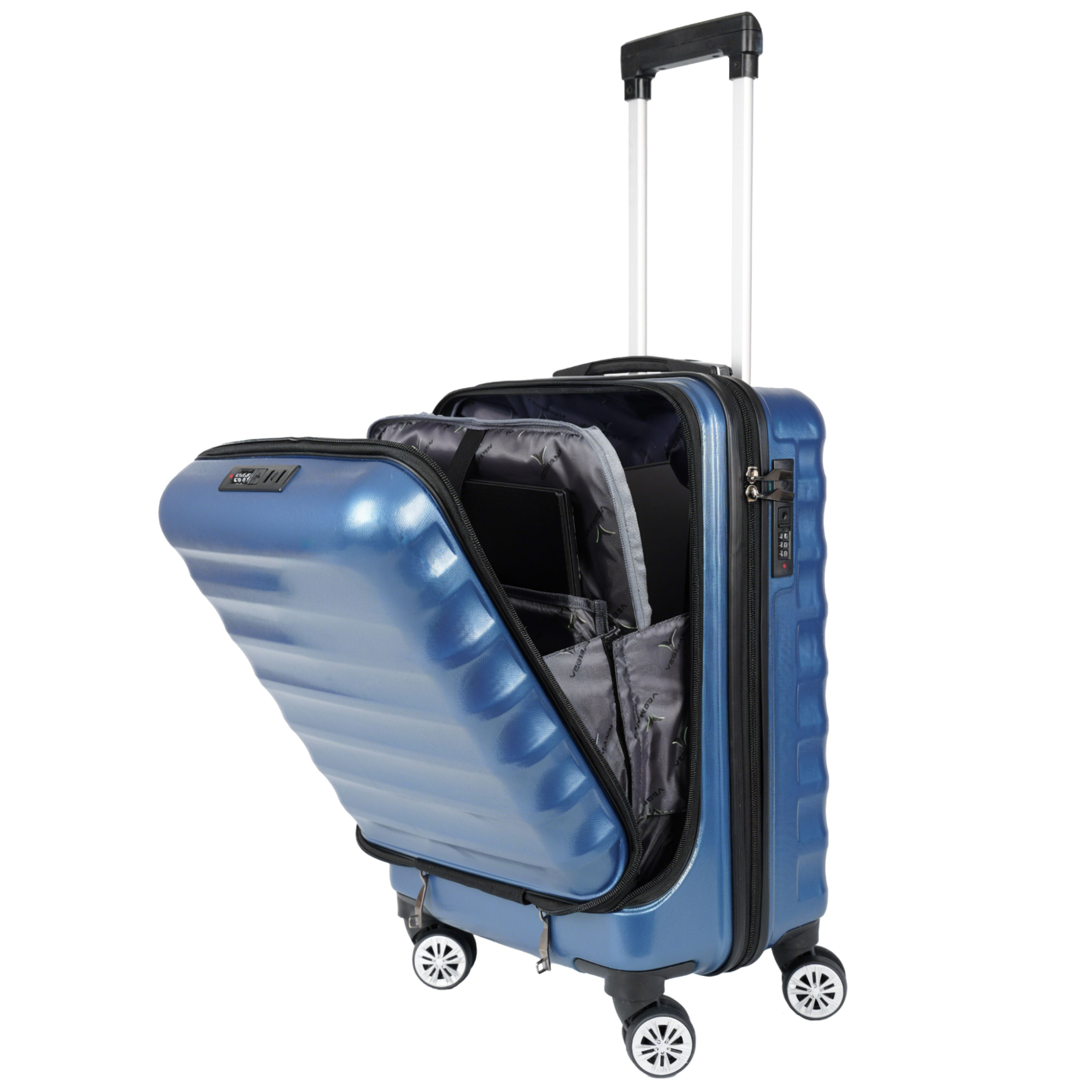 Wave Laptop Bölmeli Mavi Kabin Boy Valiz