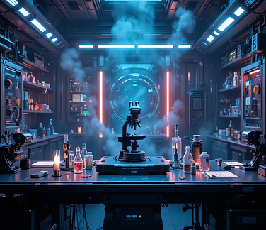 Futuristic experimental laboratory inside St. Magnus Memorial Hospital from Project H.E.A.L.