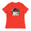 Thumbnail: Poppy colored women's relaxed shirt with catnip text over a glitching cat in sunglasses front view