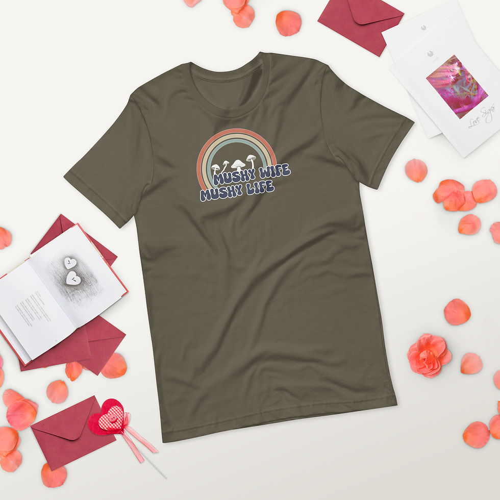 Thumbnail: Shirt with mushy wife mushy life text front view