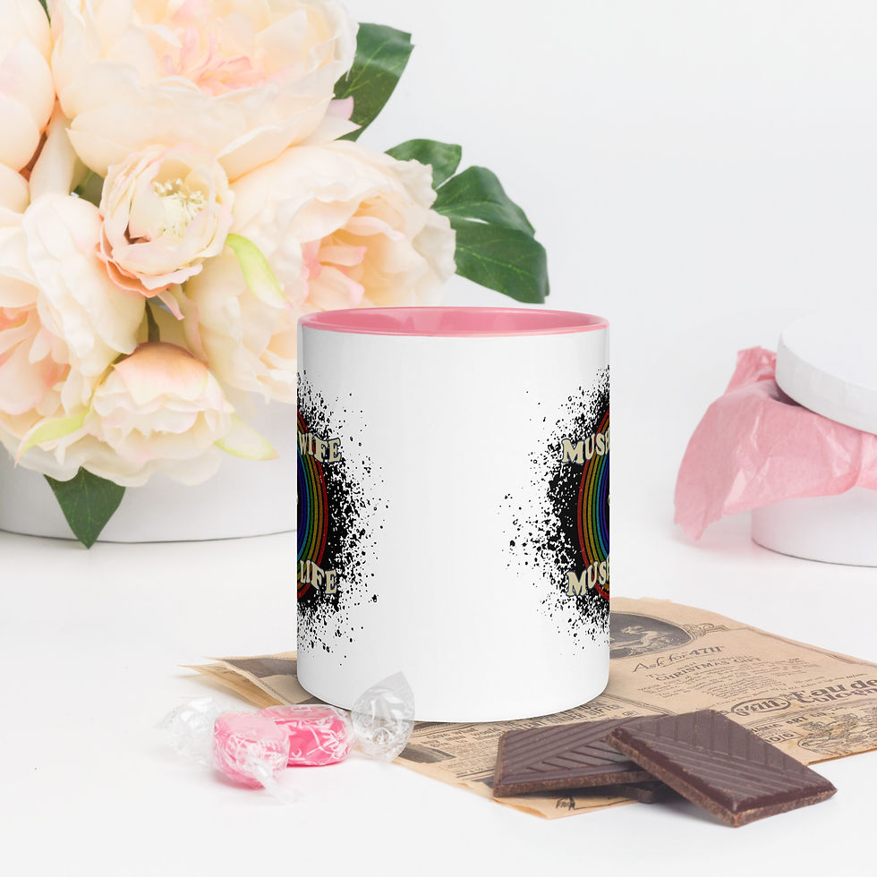 Thumbnail: White ceramic mug with color inside with mushy wife mushy life text