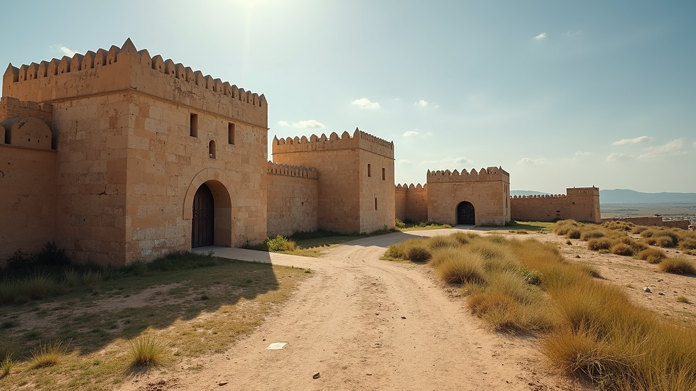 Wide angle view of a historical Fort representing early settlement defensive architecture