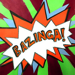 kids art pop lettering and burst design bazinga